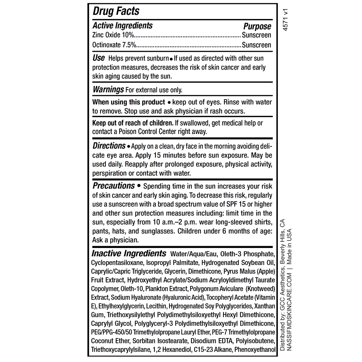 NassifMD Simply Hydration SPF 40 drug facts label